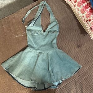 Woman’s Stylish Blue Denim One Piece dress with built in shorts